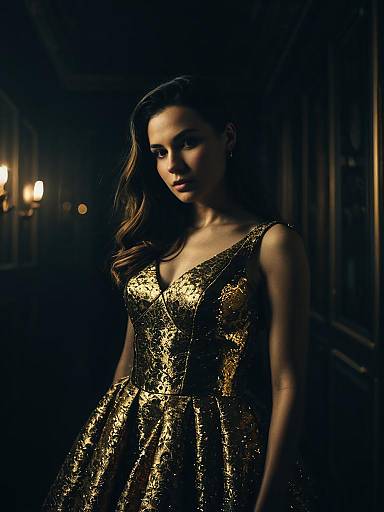 Photorealistic Woman in Christmas Dress