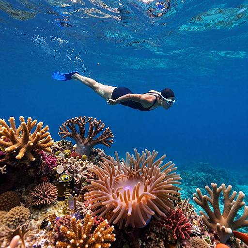 Lone Swimmer in Vibrant Ocean