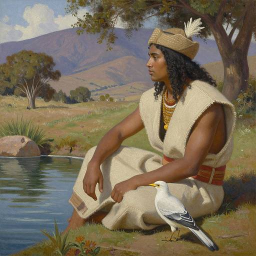 Inka Human-Bird Fusion Portrait