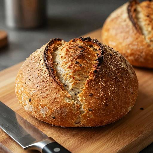 Close-Up of Fresh Seeded Bread Roll