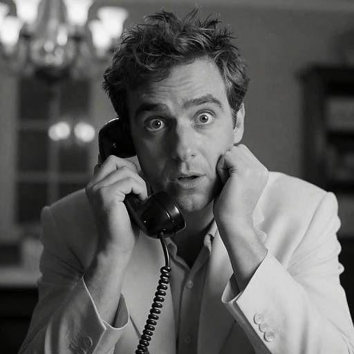 Vintage Man with Rotary Phone Portrait