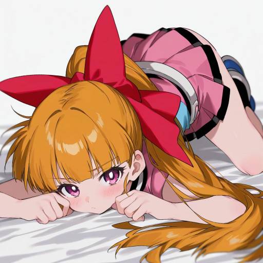 Illustration of Akazutsumi momoko, powerpuff girls z in the style of Aogisa