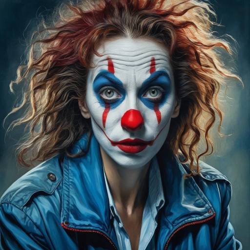 Woman with Clown Makeup and Wild Hair