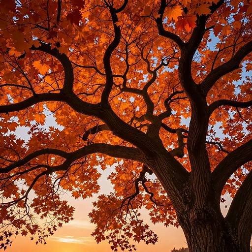 Intricate Autumn Tree at Sunset