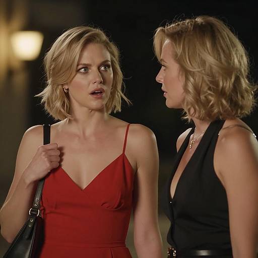 Two Women Talking at Night