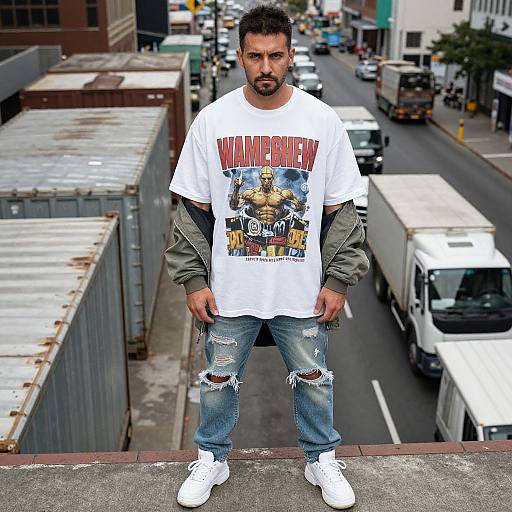 Photograph of a bearded man in white 