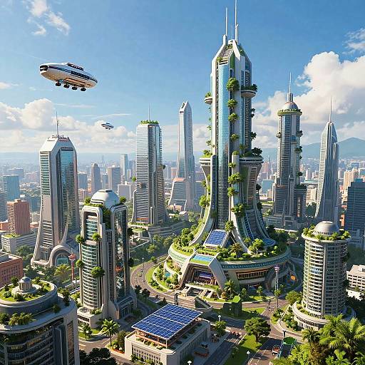 Futuristic Utopian Cityscape Illustration