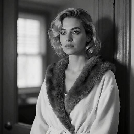 Elegant Woman in Black-and-White Photography