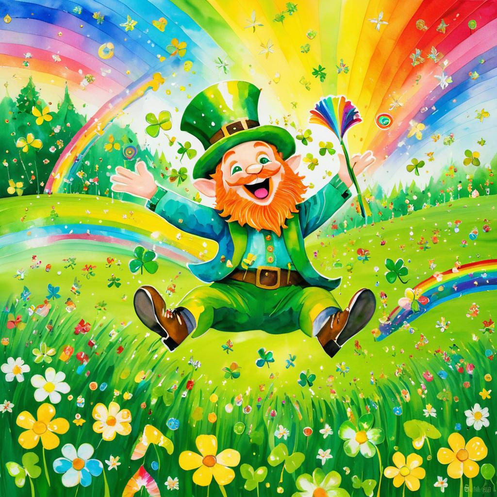 Joyful Leprechaun in a Festive Landscape