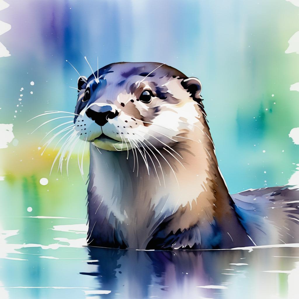 Playful Otter in Impressionist Watercolor