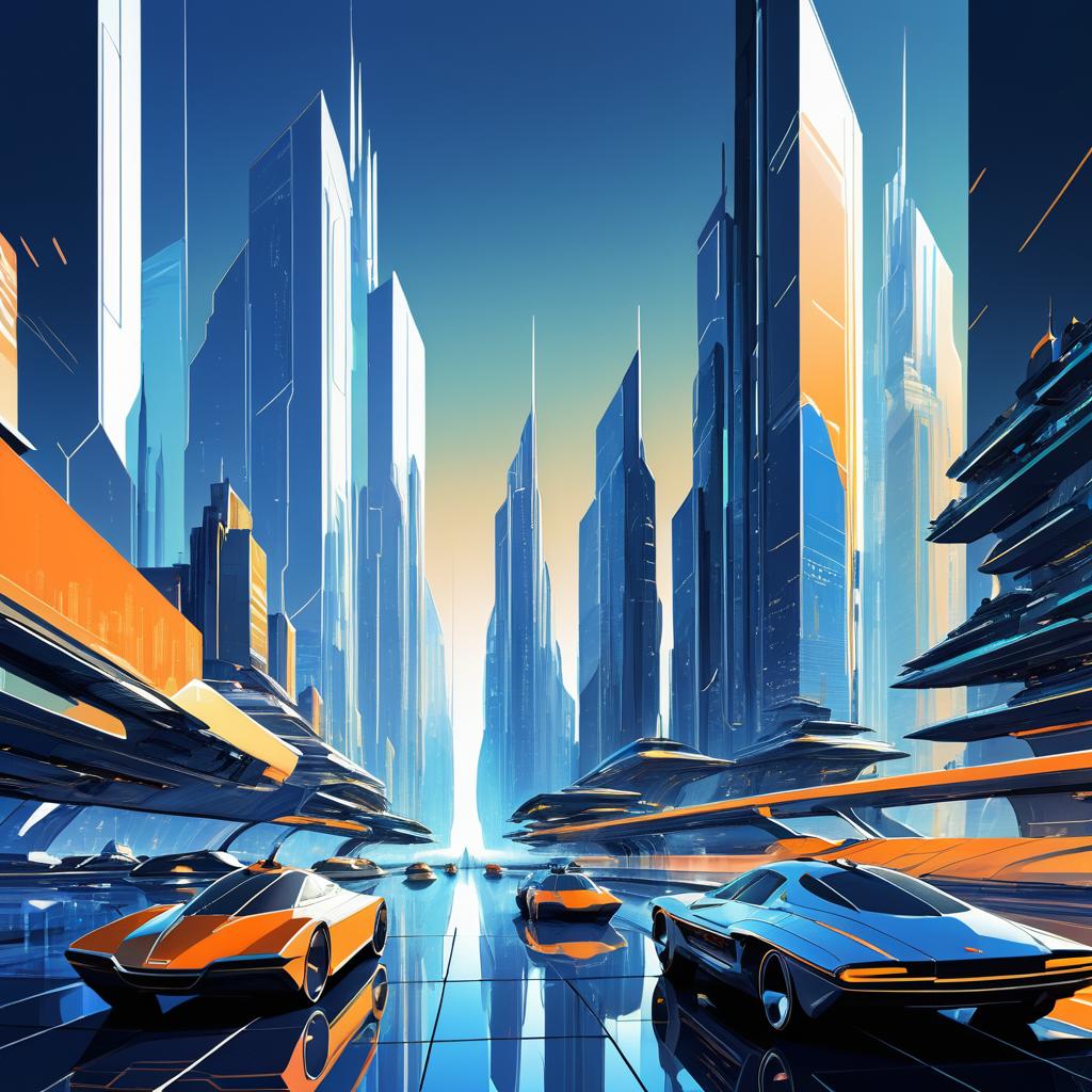 Futuristic City Skyline Storyboard Sketches