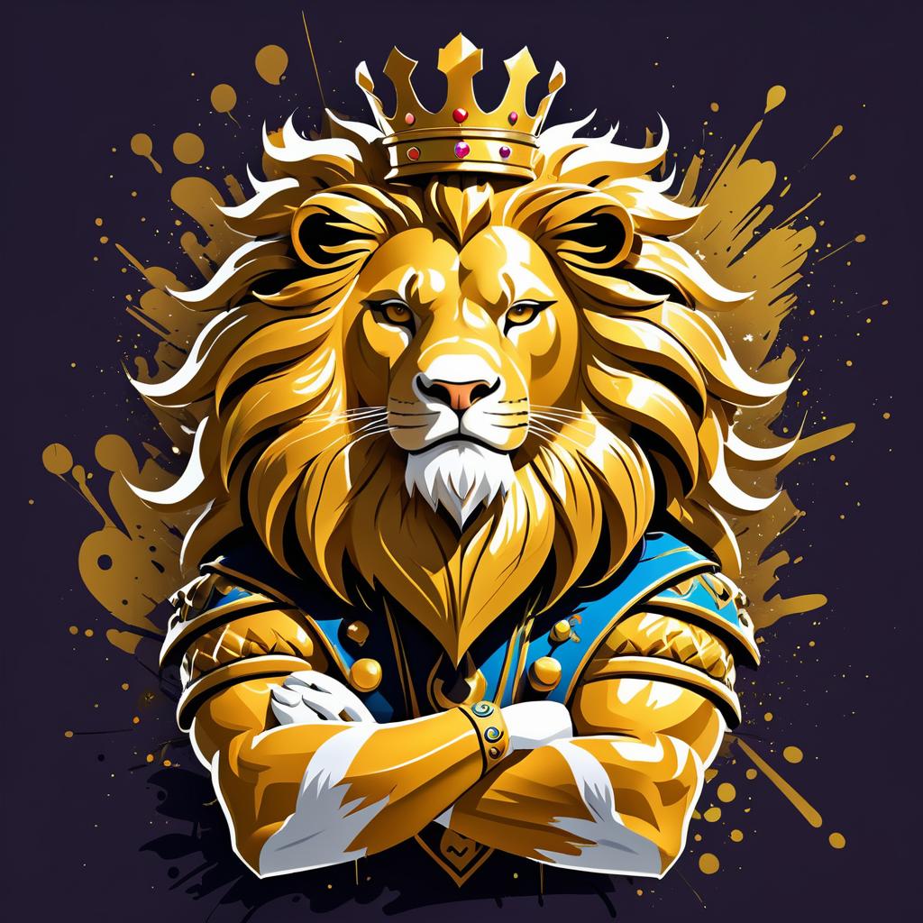 Regal Cartoon Lion Character Design