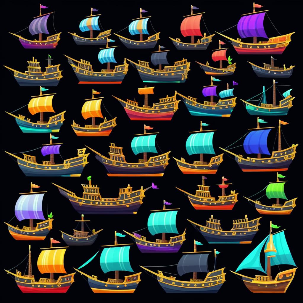 Unique Cartoonish Pirate Ship Game Assets