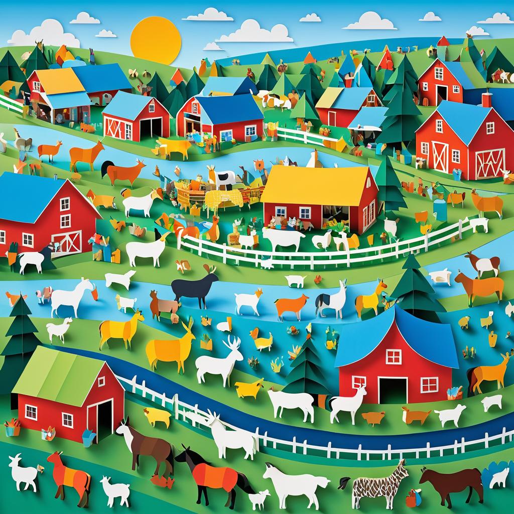 Vibrant Festival Collage of Farm Animals