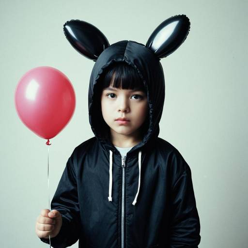 Adorable Boy in Animal Costume with Balloon