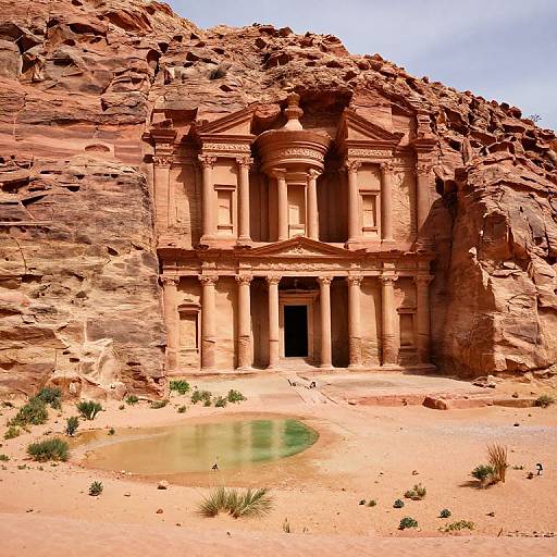 Serene Oasis Among Desert Cliffs