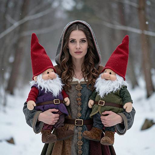 Medieval Woman with Garden Gnomes