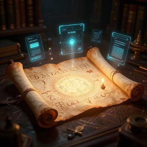 Ancient Magical Scroll with Holograms