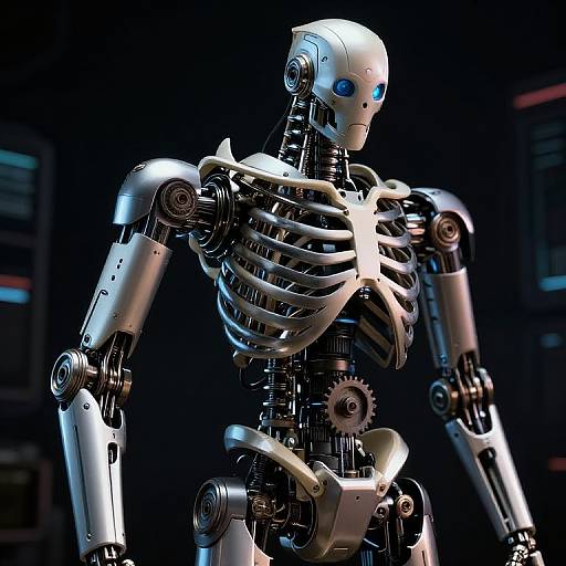 Artistic Robotic Skeleton with Neon Highlights