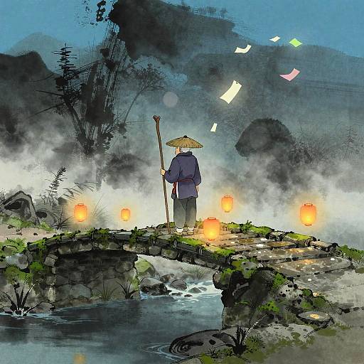 Spirited Away-Inspired Misty Bridge Scene