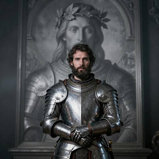 Bearded Knight in Reflective Medieval Armor
