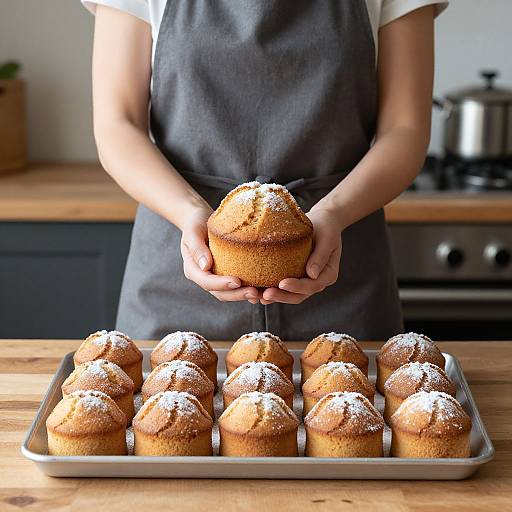 Woman Presenting Freshly Baked Rock Cakes