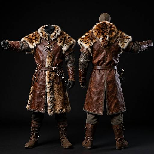 Hyper-Realistic Viking Gambeson with Tiger Fur