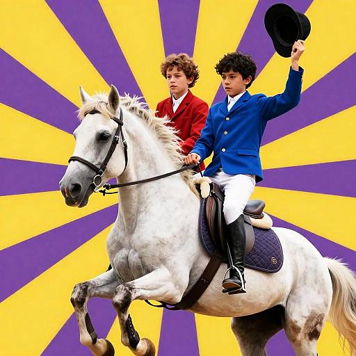 Dynamic Photograph of Boys on Horse