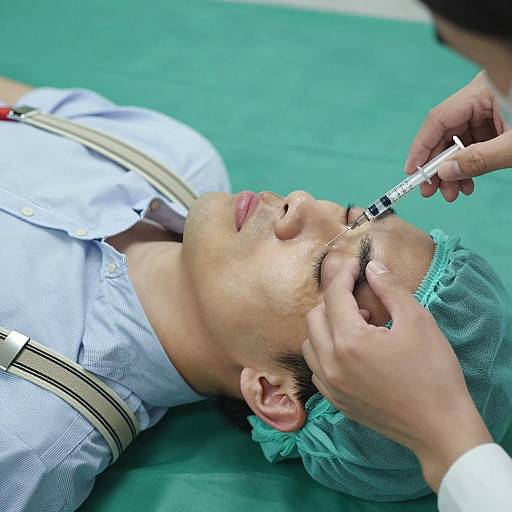 Surreal Close-Up: Man with Injection