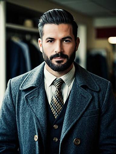 Realistic Bearded Man in Barber Costume