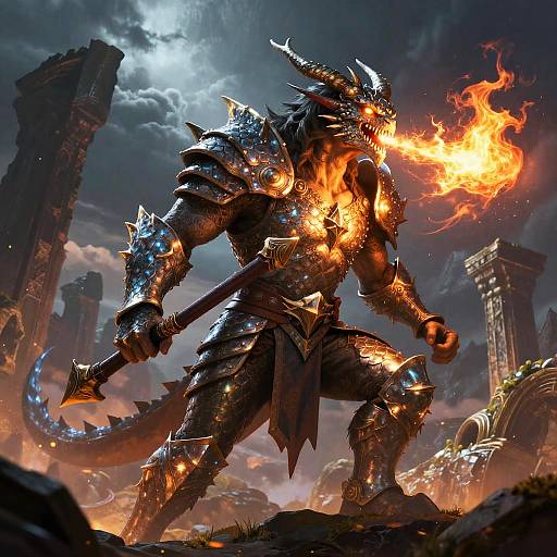 Fierce Dragonborn Warrior Art