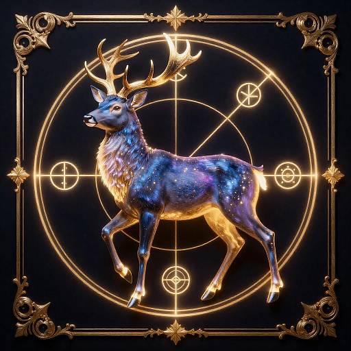 Sapphire Astral Stag with Baroque Accents