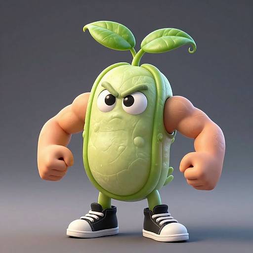 Muscular Bean Sprout Cartoon Character