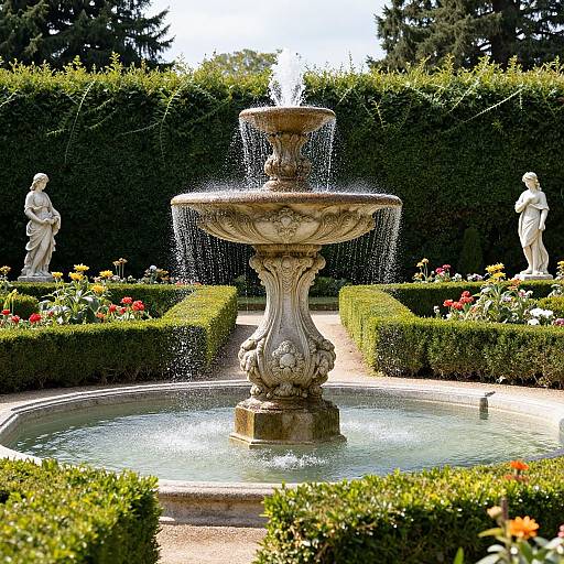 Elegant Baroque Fountain in Renaissance Garden