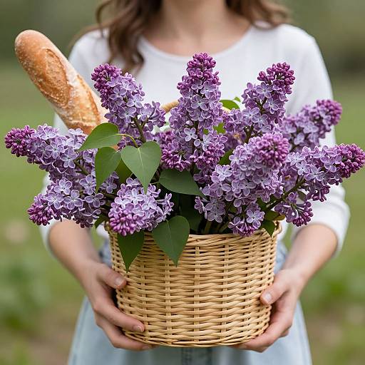 Woman with Lilacs and Baguette