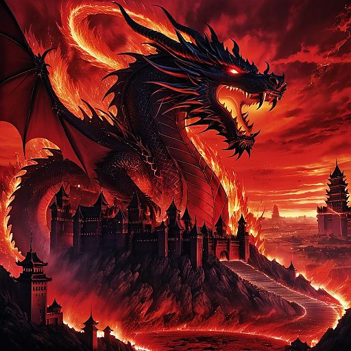 Colossal Dragon Battle in Anime Style Colossal Dragon Battle in Anime Style