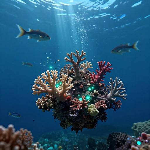 Levitating Bioluminescent Coral Reef