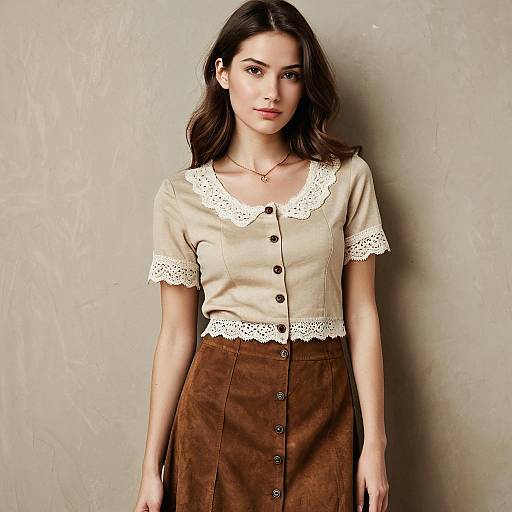 Casual Woman in Beige and Suede