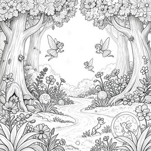 Enchanted Forest Fairy Garden Coloring
