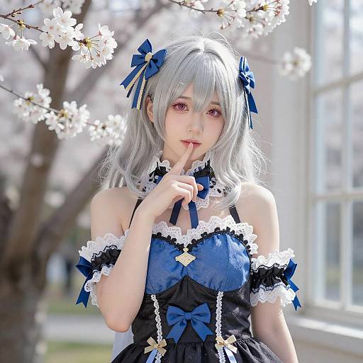 Young Woman in Detailed Cosplay Outfit