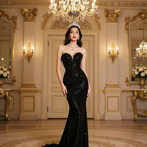 Elegant Woman in Luxurious Evening Gown