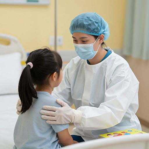 Nurse Comforting Child in Pediatric Ward