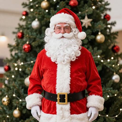 Santa Claus by Christmas Tree