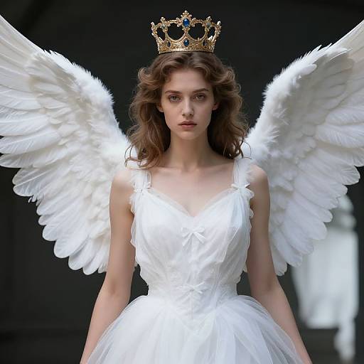 Crowned Female Angel with Wings
