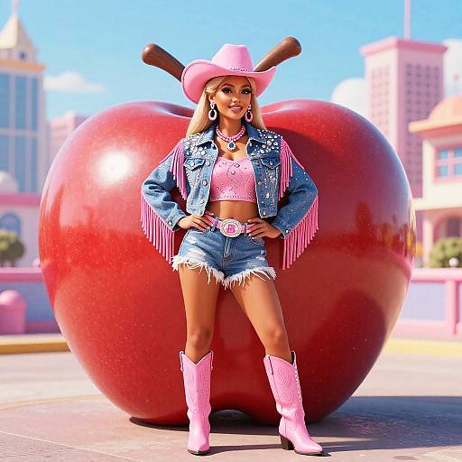 Glam Cowgirl Apple Woman Portrait