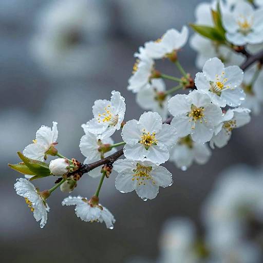 Delicate Blossoms on Dark Branch