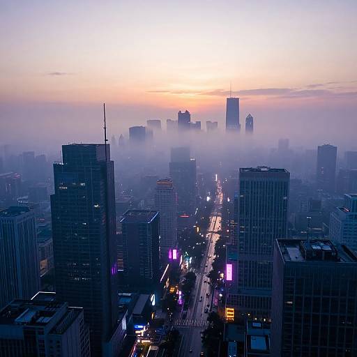 Dawn Over Cyberpunk Cityscape