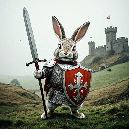 Amused Rabbit in Doodle-Style Artwork