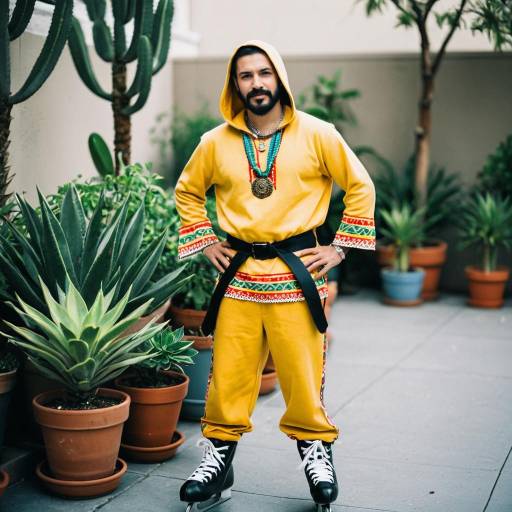 Man in Yellow Taco Costume with Ice Skates