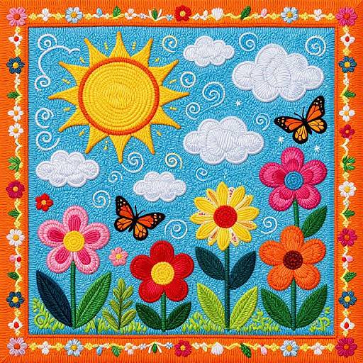 Vibrant Crazy Quilting Whimsical Garden